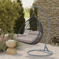 thumbnail image 5 of LeisureMod Hanging Swing Chair Two-Person Seater Egg Chair Grey Frame in Teardrop Design with Armrest Removable Zippered Washable Polyester Cushion Cover for Indoor and Patio Recluse Collection, 5 of 10