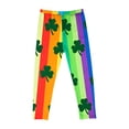 thumbnail image 6 of Virmaxy St Patricks Day Shamrock Print High Waist Leggings Stretchy Soft Tight Pants for Holiday Activewear and Daily Wear, for 3-7 Years Green, 6 of 7