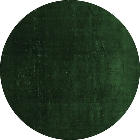 Ahgly Company Indoor Round Abstract Emerald Green Contemporary Area Rugs, 3' Round