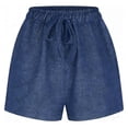 thumbnail image 5 of Dwellite Jean Shorts Womens 2026 Summer Casual Lightweight High Waisted Comfy Stretchy Pull on Trendy Drawstring Denim Short Blue 3XL, 5 of 7