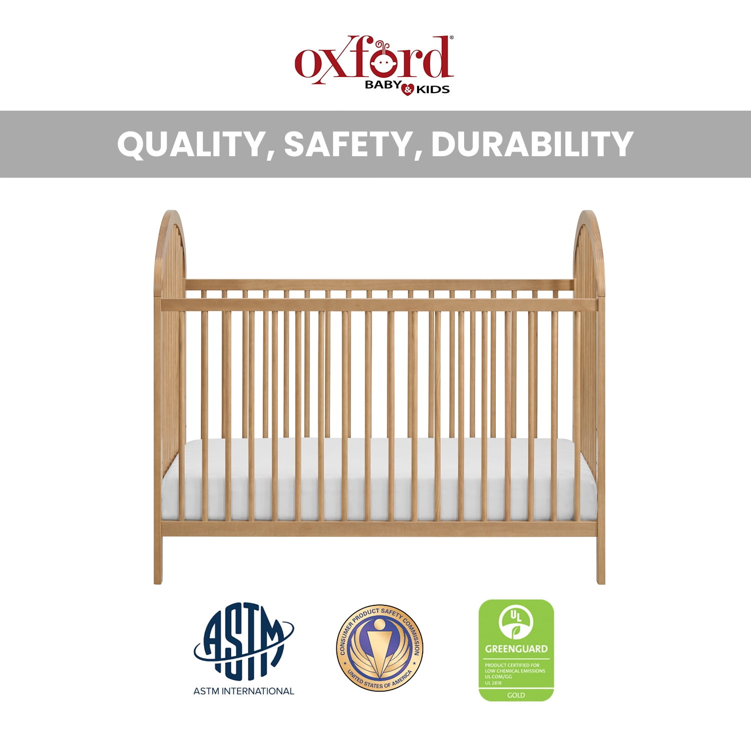 Oxford Baby Everest Convertible Island Crib Honey Wood