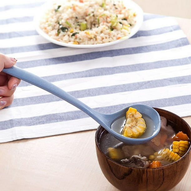 Juego de espátula y cucharón antiadherentes | Resistente al calor hasta 230 °C | Utensilio de cocina de plástico apto para uso alimentario | Colores: azul, amarillo, rojo y verde | 1 pieza