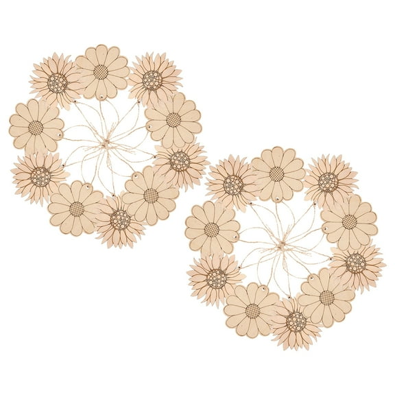 unbranded 1 Set Wood Cutouts Crafts DIY Wooden Slices Unpainted DIY Wood Flower Slices Unpainted Cutouts