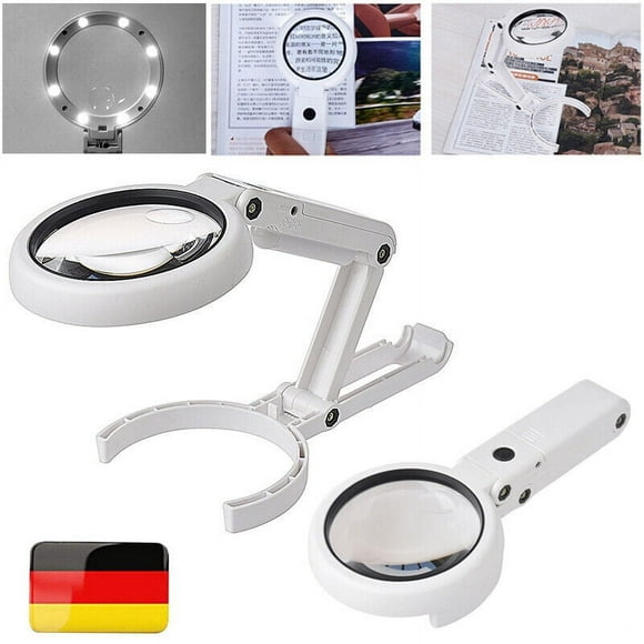 Foldable Stand Magnifying Glass with Light, Portable Handheld High-Quality Acrylic Lens Dual Magnification Lens for Clear Visual Enjoyment at Offices, Schools