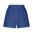 thumbnail image 4 of RYRJJ Womens Lightweight Cotton Linen Shorts Casual Baggy Trendy Short Pants Elastic Waist Comfy Beach Shorts(Blue,M), 4 of 6