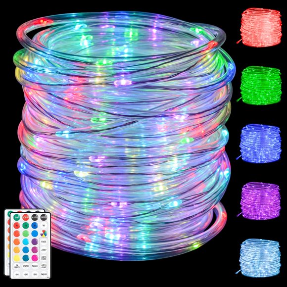 Luces LED tipo cuerda HAHOME, 30 m, exteriores, 18 colores, control remoto IP68