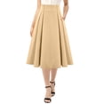 thumbnail image 2 of Women's Vintage Long Skirts Solid Color Elegant Elastic Waist Pleated A-Line Casual High Waist Midi Skirt Plus Size, 2 of 7