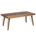 thumbnail image 6 of vidaXL Rectangular Coffee Table, Handmade, Solid Teak Wood, 39.4''x19.7''x15.8'', Brown and Blue, 6 of 12