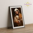 thumbnail image 2 of Eastern Print, Jesus Hugs Sheep Poster, Parable Of The Lost Sheep, Christian Wall Art, Good Shepherd, Jesus Christ Painting, Scripture Wall Art, Printable Wall Decor For Church Bedroom, UNFRAMED 20x30, 2 of 4