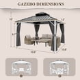 thumbnail image 3 of EAGLE PEAK 12'x14' Outdoor Patio Hardtop Gazebo with Aluminum Frame, Galvanized Steel Double Roof with Netting and Curtains, White/Gray, 3 of 9