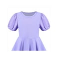 thumbnail image 4 of Vestido de Niña Morado Sólido Línea A Retro Manga Abullonada Boda Primavera Verano 5 Años, 4 of 7