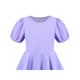 thumbnail image 4 of Vestido de Niña Morado Sólido Línea A Retro Manga Abullonada Boda Primavera Verano 5 Años, 4 of 7