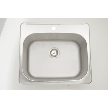 25-in. W CSA Approved Chrome Laundry Sink With Stainless Steel Finish And 18 Gauge