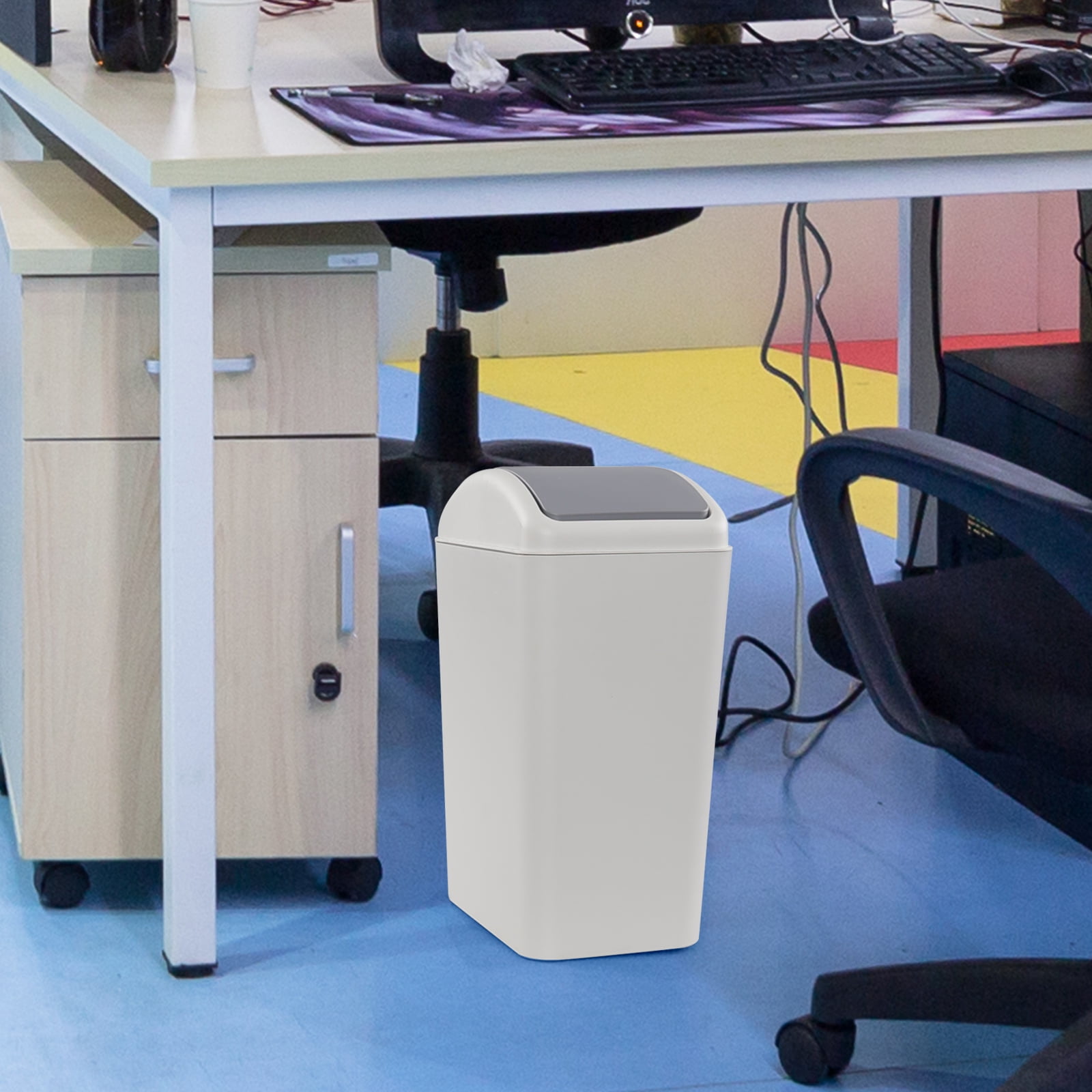 Cand 4 Gallon/ 16L Swing-Top Trash Can, 3-Pack Plastic Garbage Can with Lid, Grey