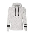 thumbnail image 2 of J. America Women’s Mélange Fleece Striped-Sleeve Hooded Sweatshirt, 2 of 3