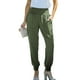 thumbnail image 1 of Pantalones con puños cónicos para mujer, cintura alta elástica, longitud hasta el tobillo, Color puro, holgados, con puños en pista, pantalones de chándal OD verde XXL, 1 of 7