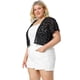 thumbnail image 4 of Women's Plus Size Shrug Cardigan Lace Allover Open Front Short Sleeve Crop Bolero Jacket Black 4X, 4 of 7