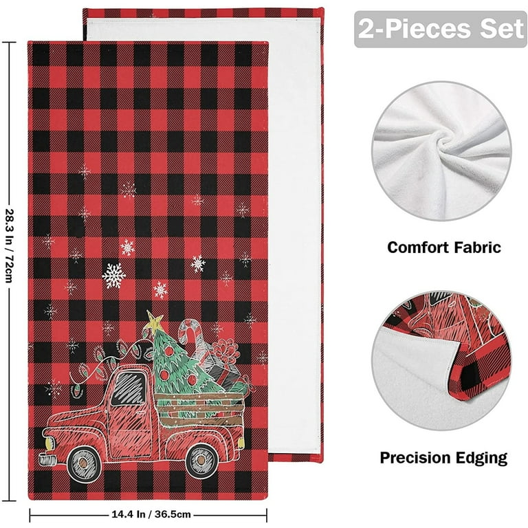 Christmas Tree Truck Hand Bath Towel Highly Absorbent Soft Hanging