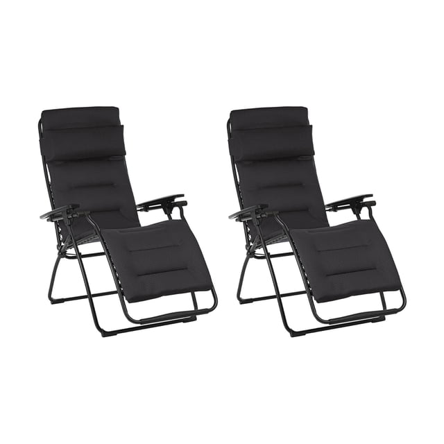 Lafuma Futura Air Comfort Fauteuil Inclinable d'Extérieur à Gravité Zéro, Acier (Lot de 2)