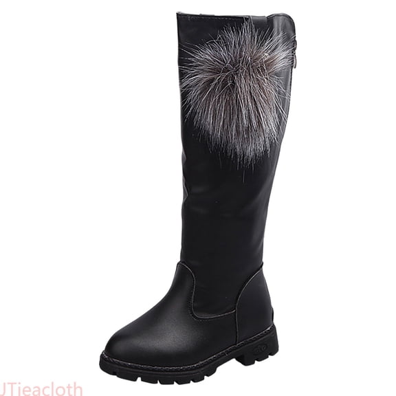 JTieacloth Knee High Boots for Girls Children Shoes Comfortable Soft Sole Boots Fashion High Boots Girls Princess Boots,Black