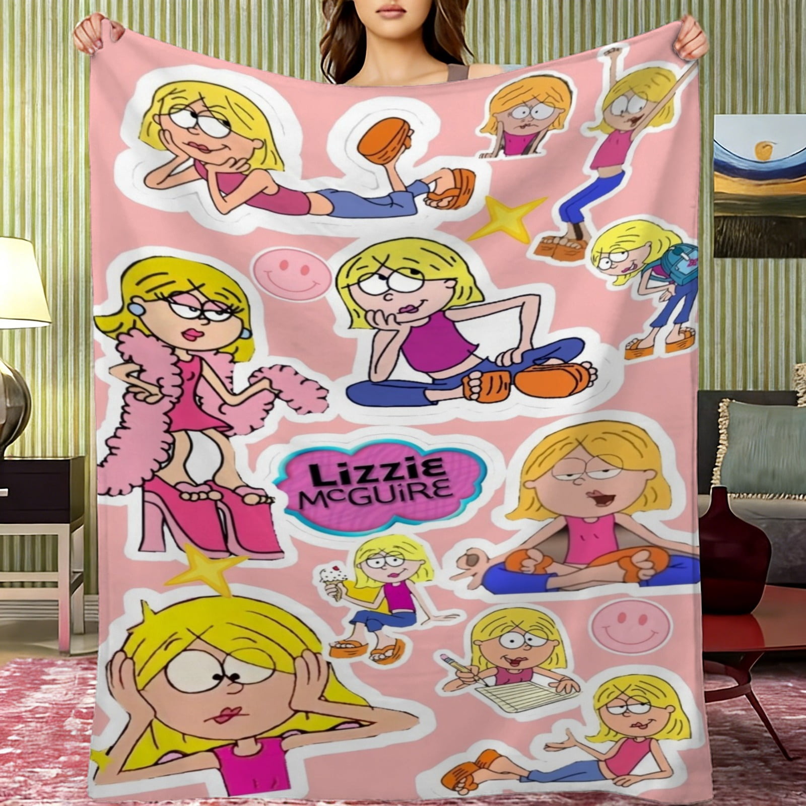 Lizzie Mcguire Banner Throw Blanket Gifts for Fans Lover Girls Boys Women Present Hoodie Him Bed 40"x50"