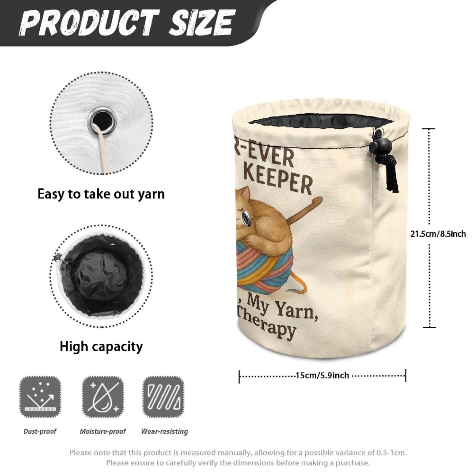 Crochet Knitting Yarn Organizer Bag – Cute Pet Design Canvas Tote for Yarn, Hooks, Needles & More | Ideal Storage for Crafters, Sewers & DIY Gift Givers