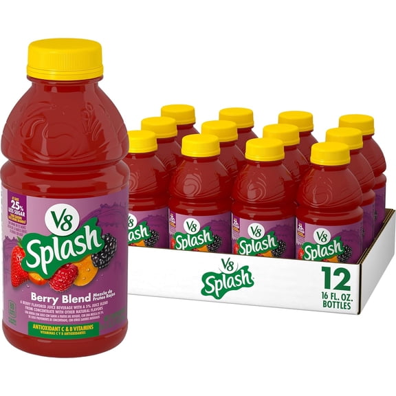 Splash Berry Blend Flavored Juice Beverage, 16 fl oz Bottle (12 Pack)