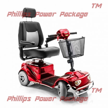 Merits Health Products - Pioneer 4 - 4-Wheel Midi Electric Scooter -  20"W x 20"D - Red