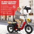 thumbnail image 2 of imerelez 500W Folding Electric Tricycle for Adults, 48V 20" Fat Tire 3-Wheel Ebike for Daily Commute & Grocery Hauling&nbsp;with Reverse & Large Basket,Red, 2 of 11
