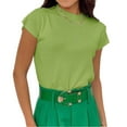thumbnail image 2 of Summer Womens Short Sleeve Sweater Mock Neck Casual Basic Knit Slim Fitted Pullover Tops, 2 of 4