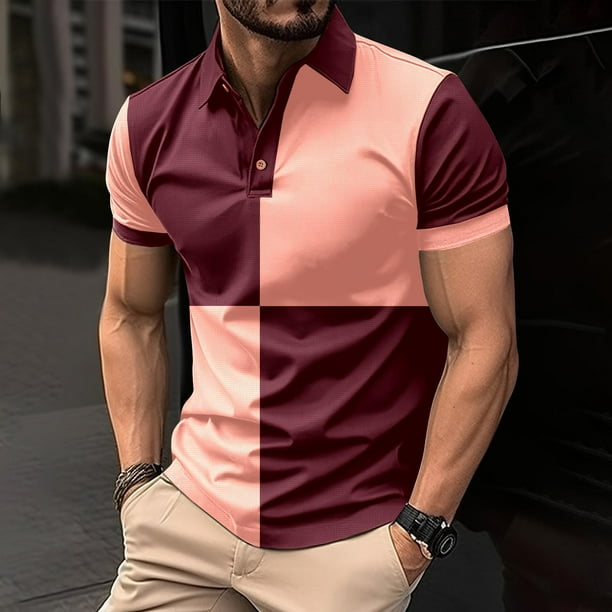 pstuiky Camisas casuales de manga corta para hombre, Camisa tipo blusa de manga larga con cuello vuelto y solapa con estampado de botones para hombre ropa de hombre xl