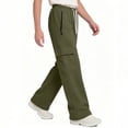 thumbnail image 4 of Mooqilaa Boys Cargo Sweatpants, Elastic Waist Relaxed Fit Casual Multi-pocket Athletic Pants Army Green Size 12, 4 of 5