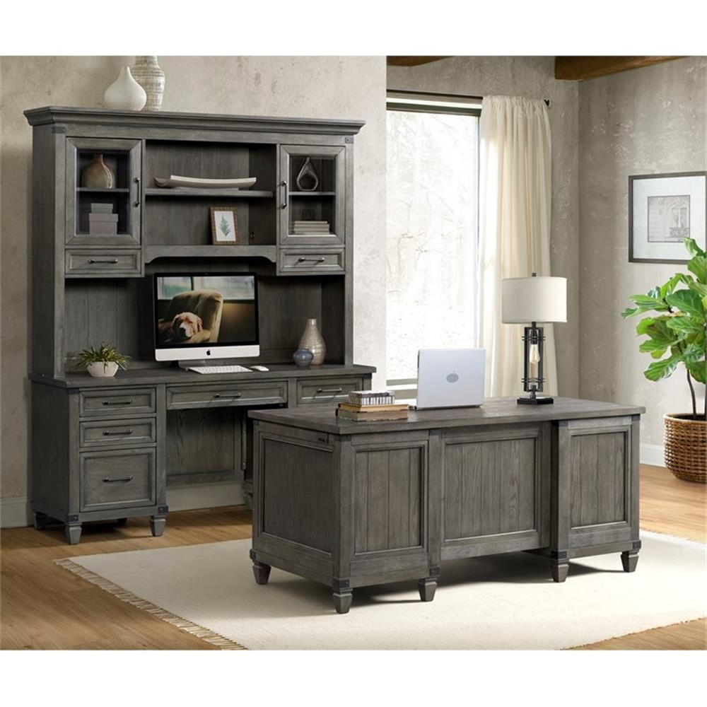 Intercon 66" Executive Desk in Brushed Pewter