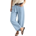 thumbnail image 4 of Tqcoqu Women's Cotton Linen Pleated Pants,Button High Waist Loose Cropped Balloon Casual Trousers With Pockets For Spring Summer,Light Blue Women's S-XXL, 4 of 7