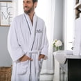 thumbnail image 4 of Superior Cotton Adult Unisex Embroidered White Bathrobe, Small-Medium, HIS, 4 of 9