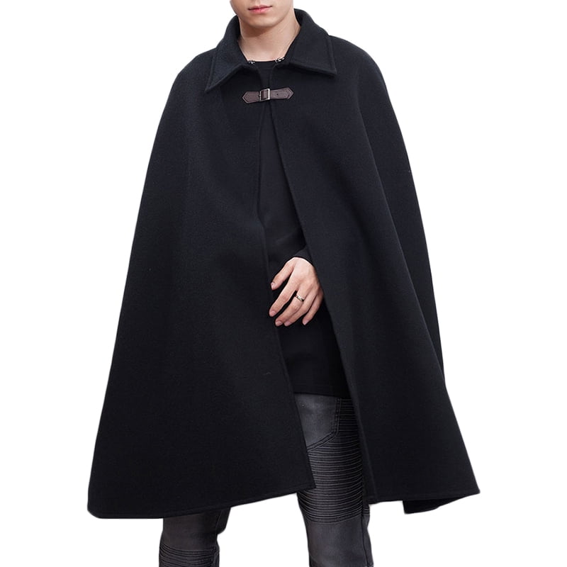 Mens Gothic Punk Poncho Cape Coat Jacket Cloak Hippe Long Tops Autumn Outerwear 