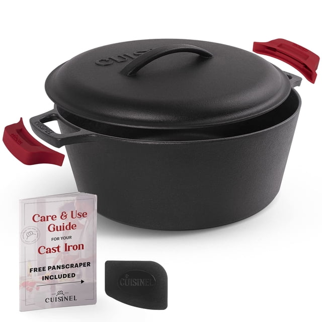 Juego de 7 cuartos de galón presazonado de hierro fundido Dutch Oven Cuisinel