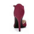 thumbnail image 2 of BLISSFUL STEP Women's Shoes Round Toe Stiletto Heel T-Strap Sandals Burgundy 6.5, 2 of 8