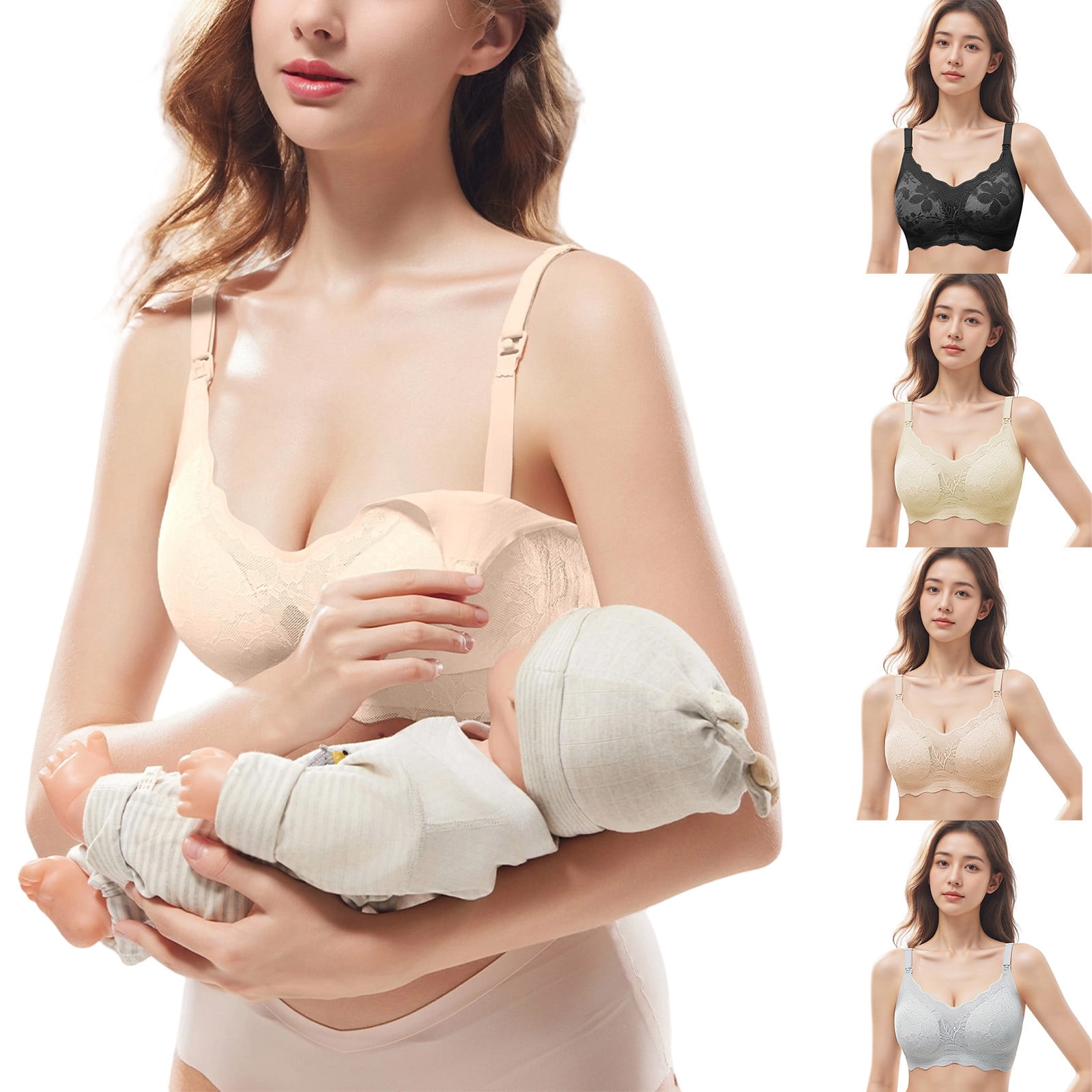 Vetsdori Womens Bralette Nursing Bras Breastfeeding Push up Maternity Bras Pumping Wireless Cozy Soft Everyday Bra for Women Lace