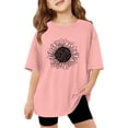 thumbnail image 1 of ManxiVoo T-Shirts Imprimés à Manches Courtes et Longues pour Filles, Col Rond Confortable, Été, Coupe Ample, Taille 120, Rose, 1 of 6