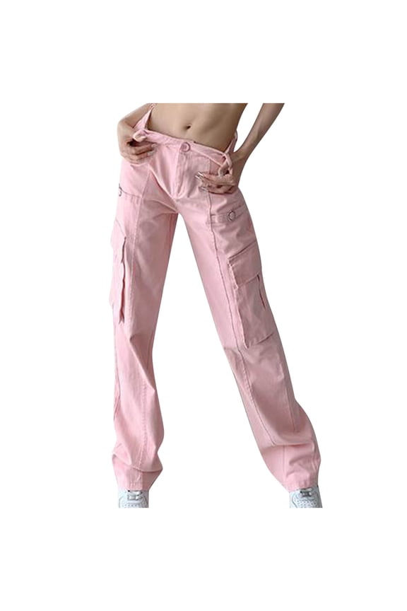 Womens Winter Pants Full Length Pants Women's Retro Overalls Women's 2022 Spring And Fall Fashion Hot Girl Loose High Waist Multi-pocket Casual Straight Pants Baggy Pants for Ladies