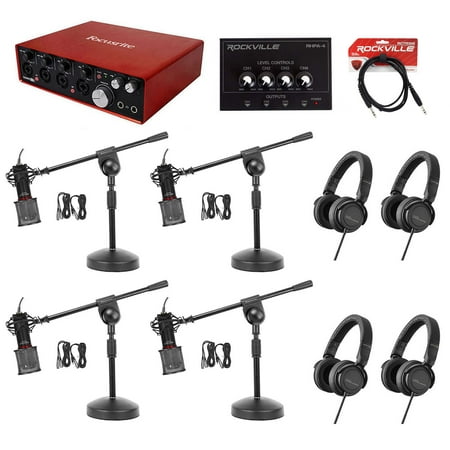 4-Person Podcast Bundle w/Scarlett Interface+Beyerdynamic DT 240 Pro Headphones