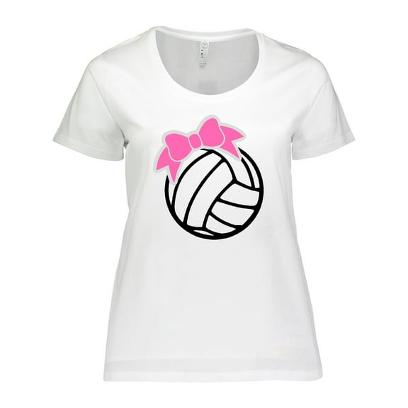 Inktastic Volleyball with Pink Bow Women's Plus Size T-Shirt