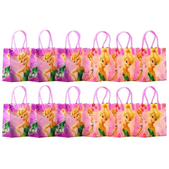 Disney Tinker Bell Party Favor Goodie Gift Bag - 6" Small Size (12 Packs)