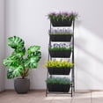thumbnail image 6 of Outdoor 5-Tier Planter Rack with Drainage Holes and Removable Tray Brick Black Metal, 6 of 6