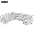 thumbnail image 2 of 129" Modular Sectional Sofa, U-Shaped Cloud Couch with a Chaise Lounge, Modern Upholstered Corduroy 5 Seat Sofa for Living Room, Black, 2 of 8
