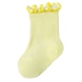 thumbnail image 2 of ITSAME Baby Girls Crew Socks Ruffle Cuff Breathable Cotton Thin Solid Color Mid-Calf Casual Socks for Infants Yellow Size 12M, 2 of 7