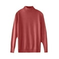 thumbnail image 5 of TANGNADE Sweaters for Women Women's Semi Turtleneck Sweater Long Sleeve Solid Color Pullover with A Base Shirt Autumn And Winter Warm Loose Sweater Red S, 5 of 5