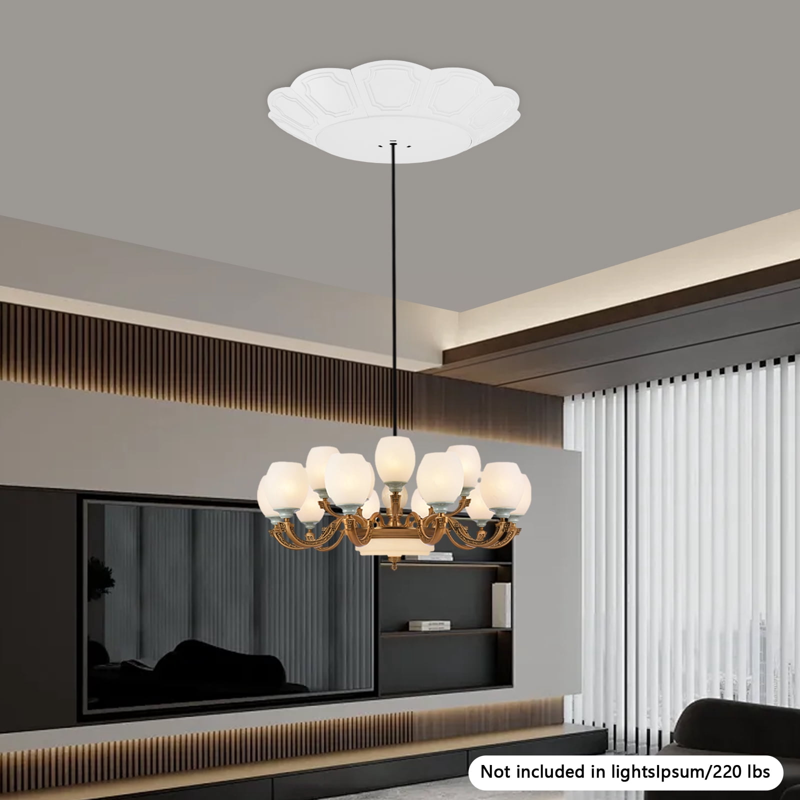 Petal-Shaped Chandelier Cover for 220lbs Hoist – White Baking Paint, 20.67*3.15in Size, Smooth Safety Edges – Ideal for Lamp Decoration