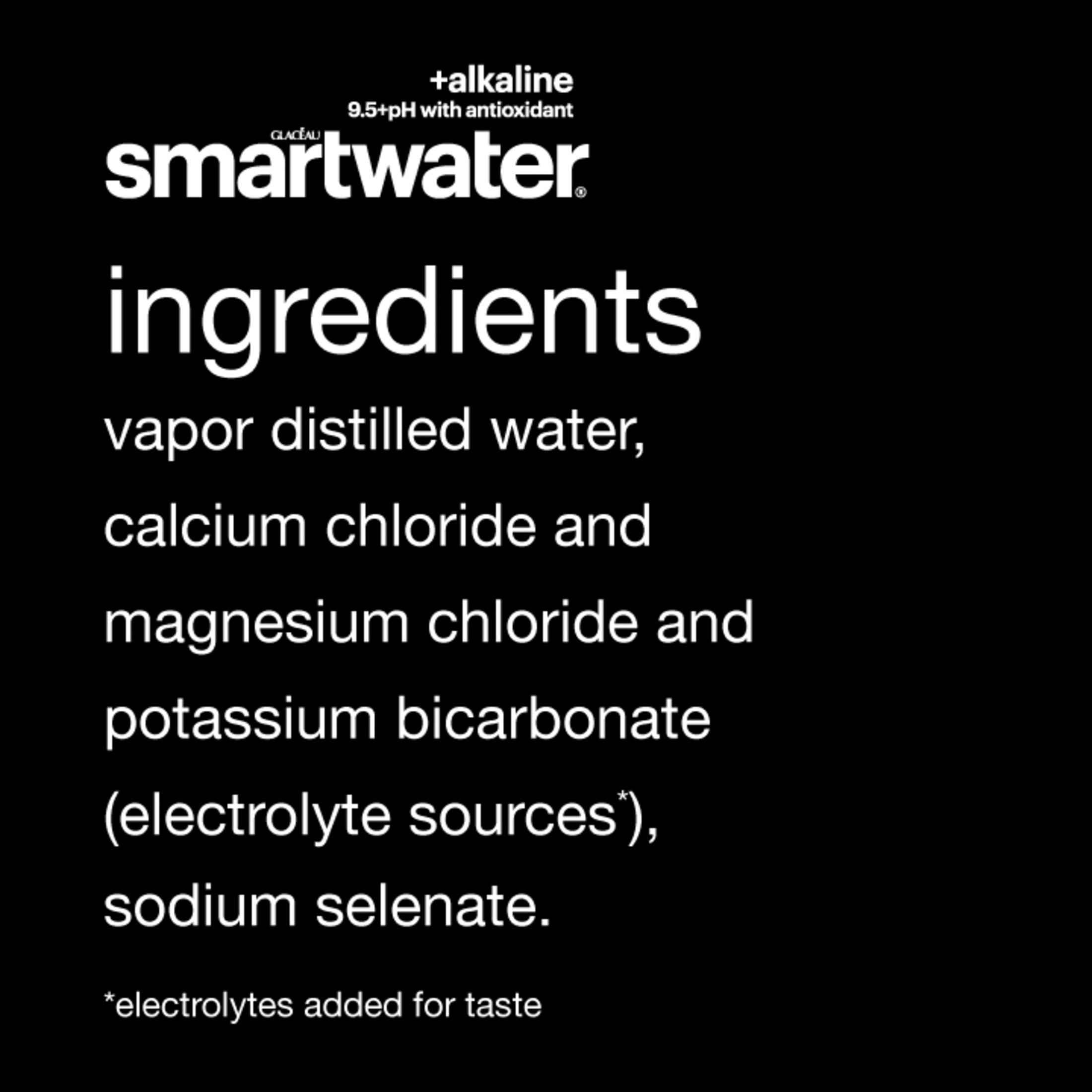 smartwater Alkaline with Antioxidant Water Bottles, 33.8 fl oz, 12 Pack